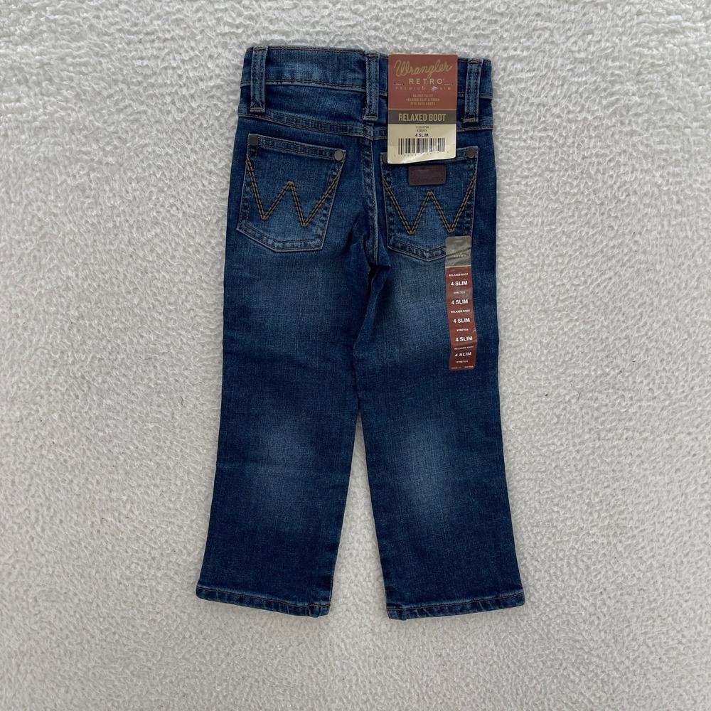 Wrangler Jeans Boys 4 Slim Blue Retro Relaxed Bootcut Kids Denim Cowboy Rodeo